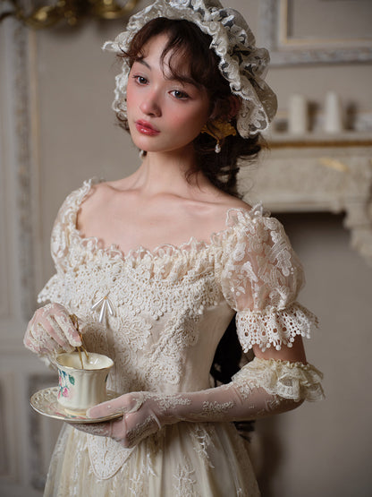 French retro palace heavy collection lace fishbone dress dress homecoming dress R5120