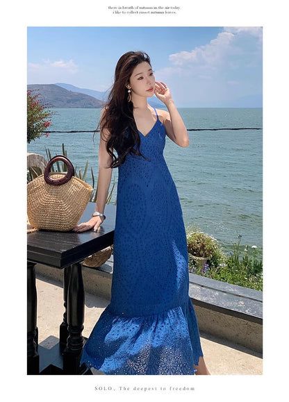 A Line Blue Long Stunning Evening Gown Party Prom Dress       S7281