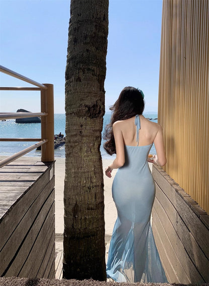 Fishtail Blue Long Stunning Evening Gown Party Prom Dress       S7266