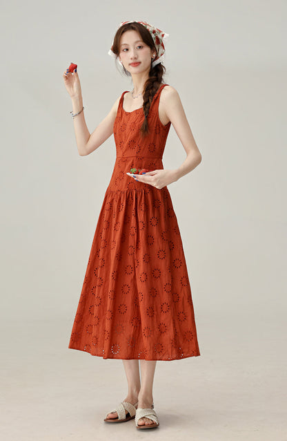 Beautiful red suspender dress for women 2025 new style waist a-line skirt R1952