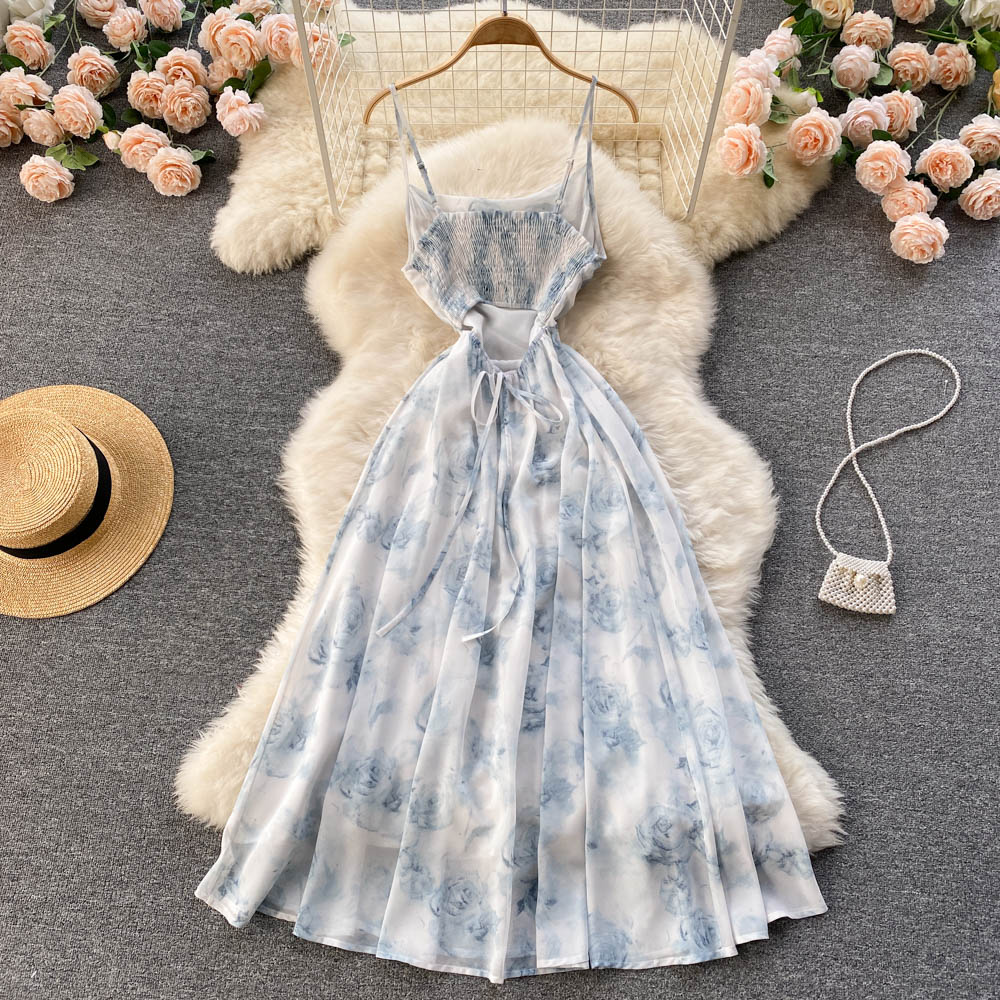 Sexy A line spaghetti straps summer dress women's dress P096