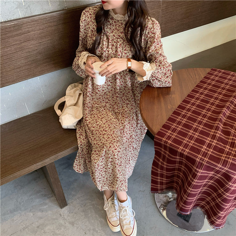 2025 new floral plus velvet dress bottoming skirt loose long skirt long skirt R1483