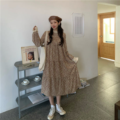 2025 new floral plus velvet dress bottoming skirt loose long skirt long skirt R1483