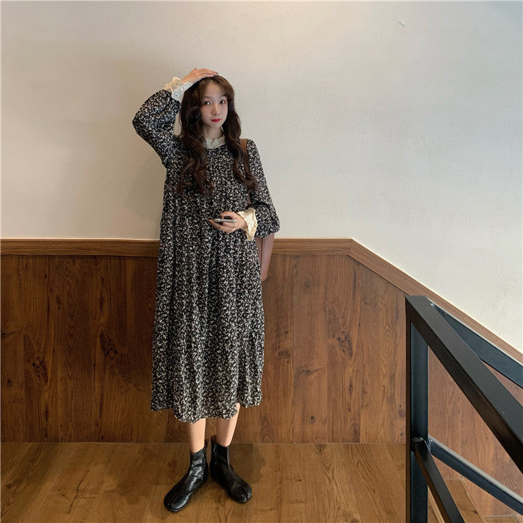 2025 new floral plus velvet dress bottoming skirt loose long skirt long skirt R1483