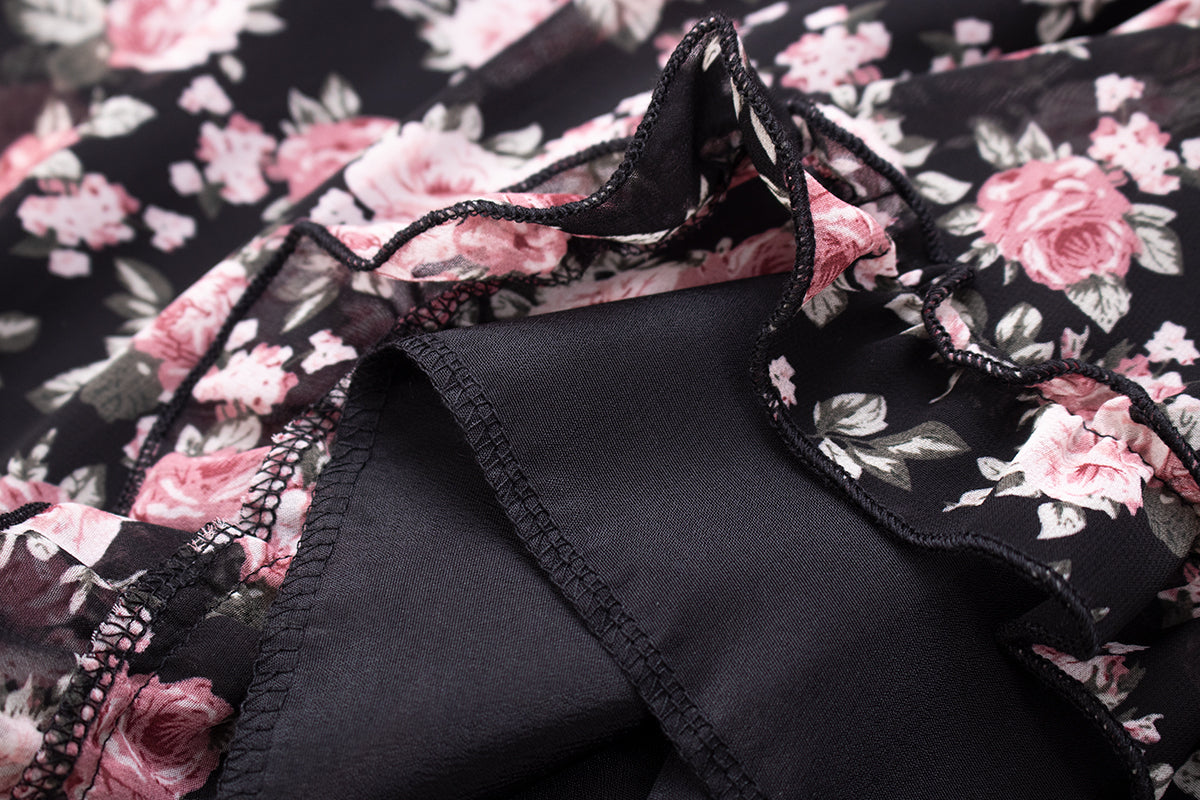 2025 new floral dress women's bow waist tea break dress suspenders short skirt R0014
