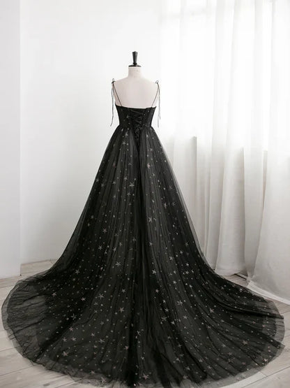omberprom Sweetheart Tulle Straps Long Formal Dress Evening Party Dress A Line Prom Dress Wholesale