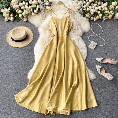 simple backless short summer women's dress P121