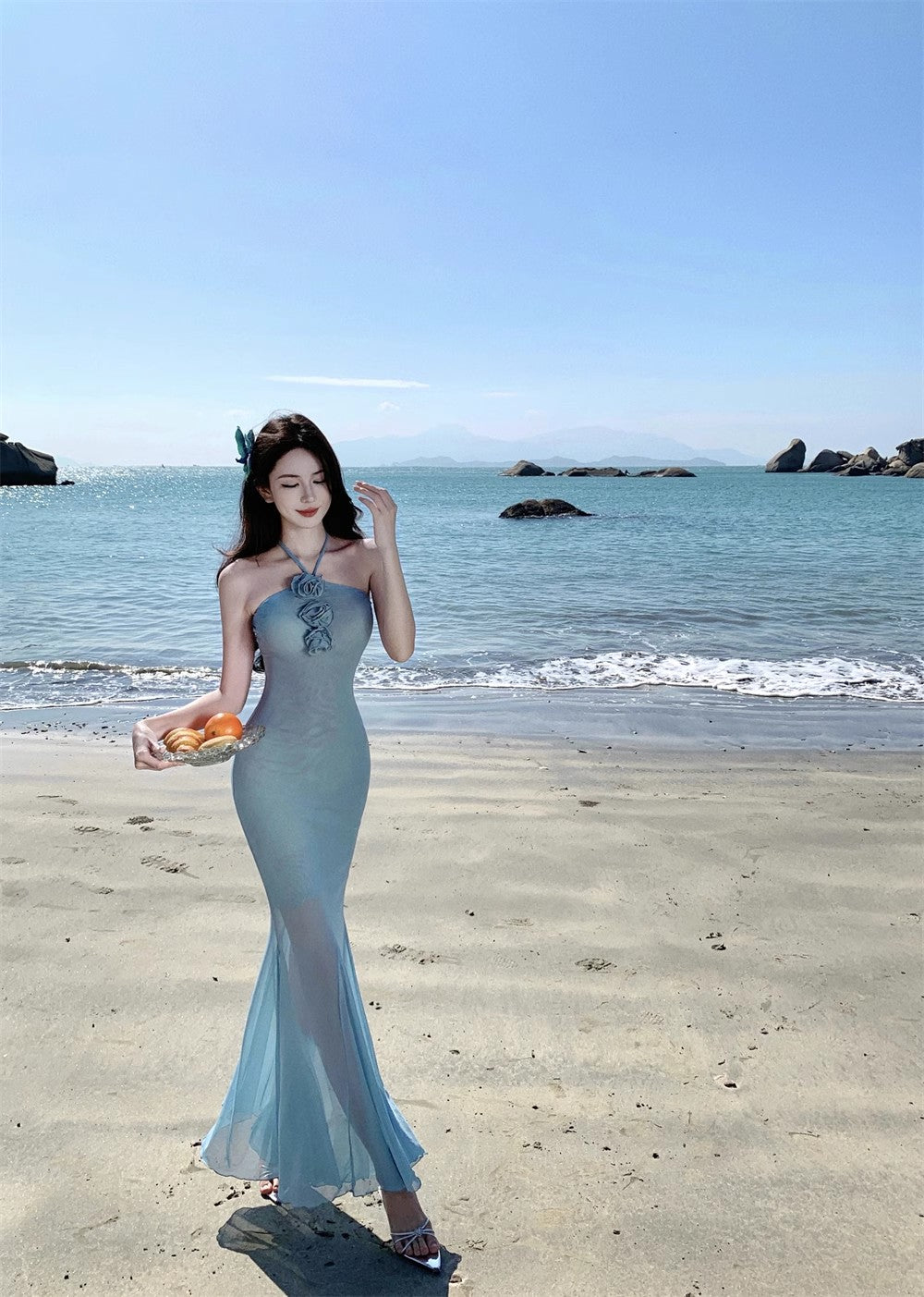 Fishtail Blue Long Stunning Evening Gown Party Prom Dress       S7266
