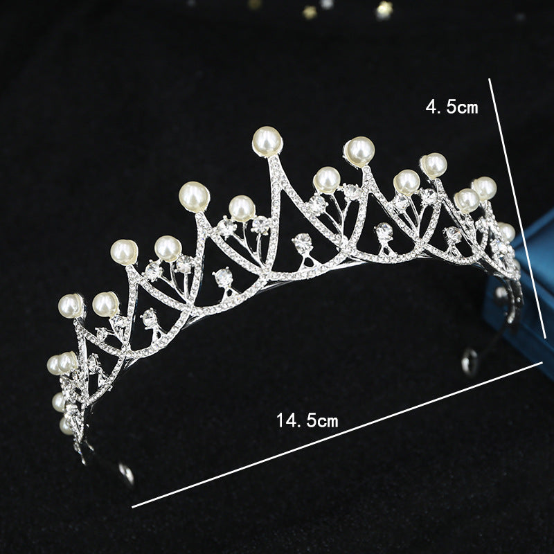 Girls Beaded Pearl Wedding Party Queen Crown