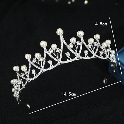 Girls Beaded Pearl Wedding Party Queen Crown