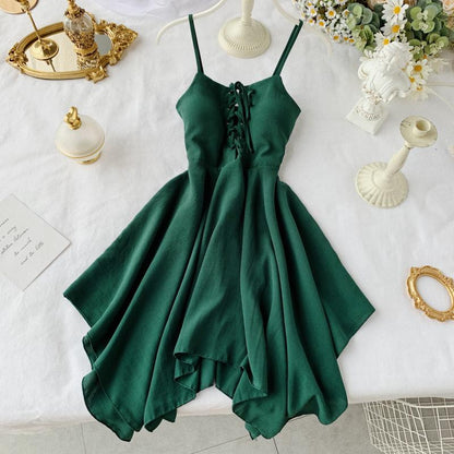 Sexy Irregular Design Spaghetti Straps Short Women Dress P133