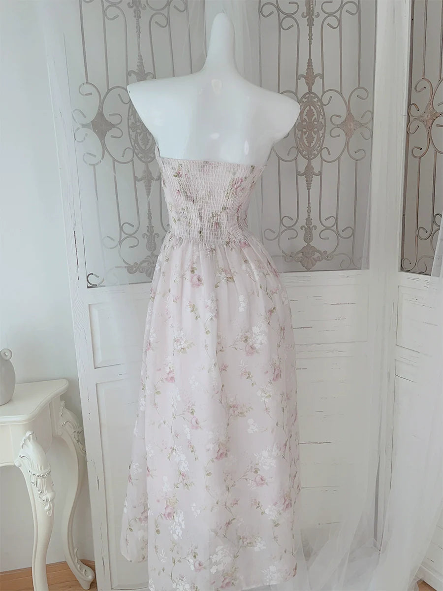 Strapless Floral Dress evening party dress     S5986