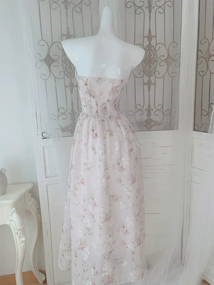 Strapless Floral Dress evening party dress     S5986