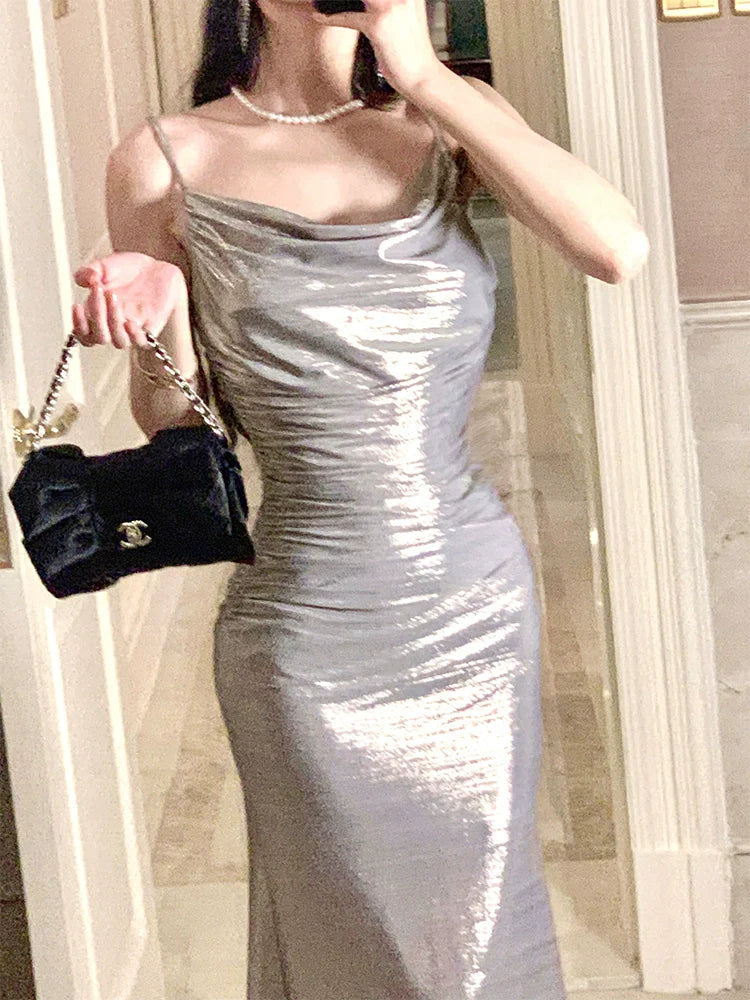 Birthday straps dress sexy long party dress       S6013