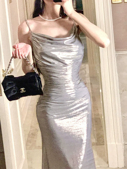 Birthday straps dress sexy long party dress       S6013