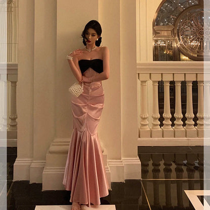 Banquet sexy strapless dress new mermaid dress long party dress     S5582
