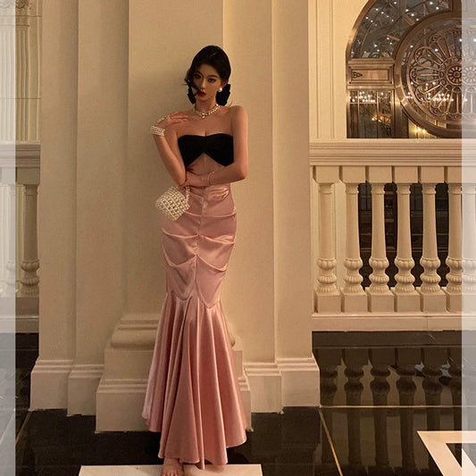Banquet sexy strapless dress new mermaid dress long party dress     S5582