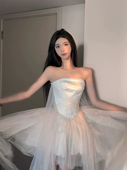 Birthday party dress princess strapless dress       S5836