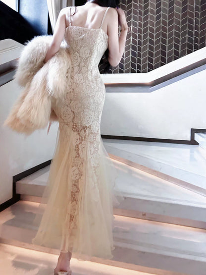 elegant rose lace mermaid party dress      S6145
