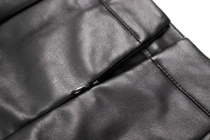 Black irregular skirt 2025 new hot girl style high waist slim a-line hip leather skirt short R0150