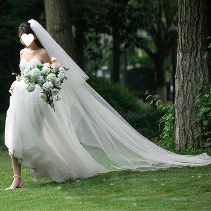 New Arrivals White Tulle Wedding Veil With Comb