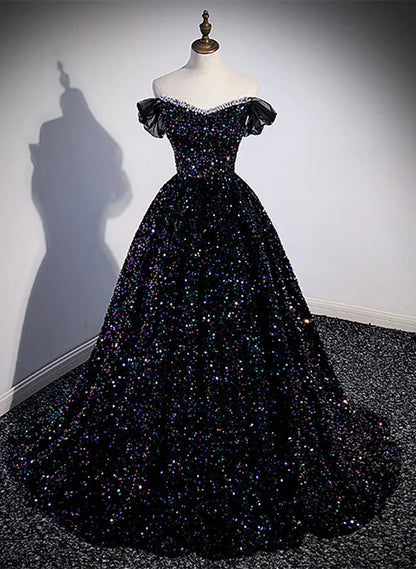 omberprom Sequins Off Shoulder Beaded Party Dress A-line Formal Dress Sparkly Evening Dress Wholesale