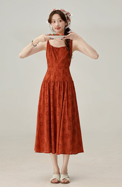 Beautiful red suspender dress for women 2025 new style waist a-line skirt R1952