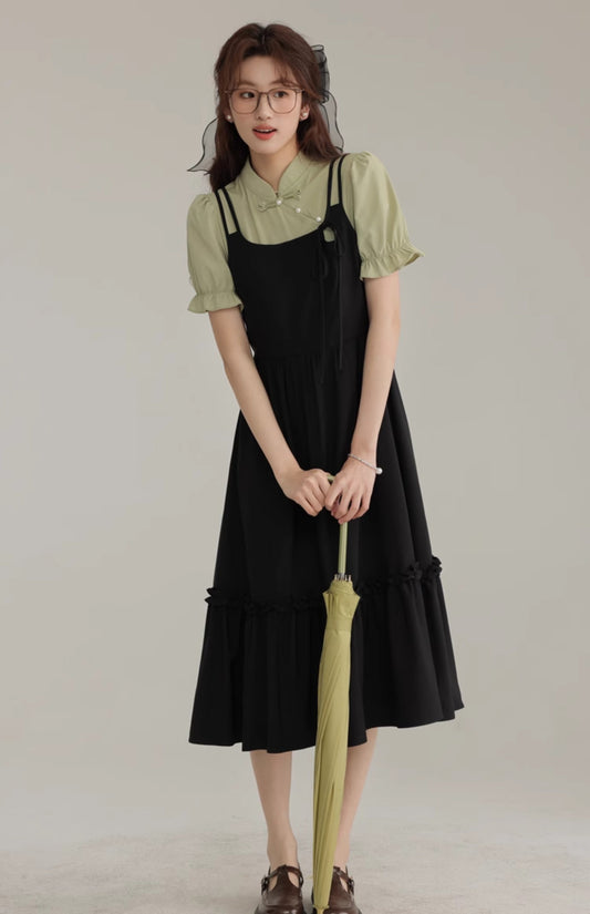 2025 new Chinese style improved cheongsam short-sleeved dress beautiful small skirt R1966