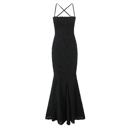 American style sexy lace figure-revealing tie waist fishtail skirt sweet backless slim long skirt R3102
