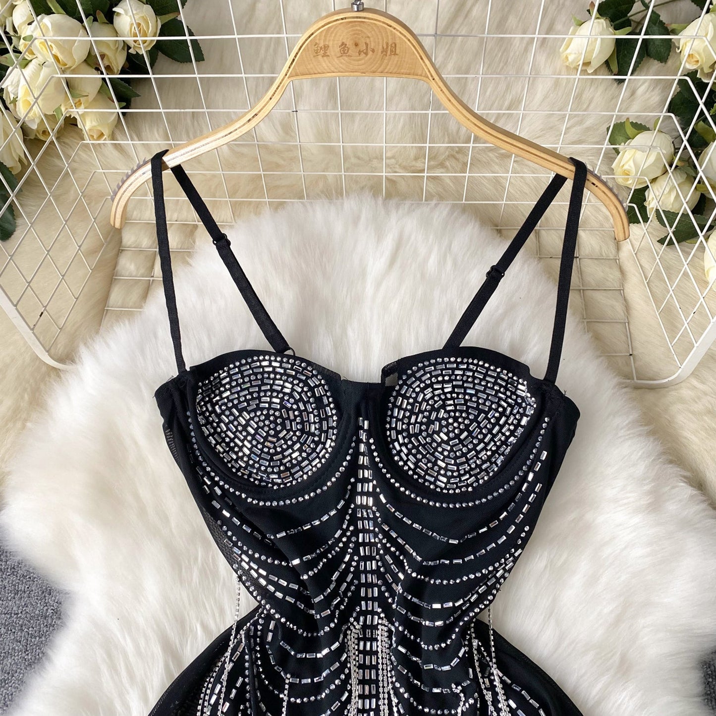 European and American sexy tassel suspender skirt pure desire slim fit dress R2293