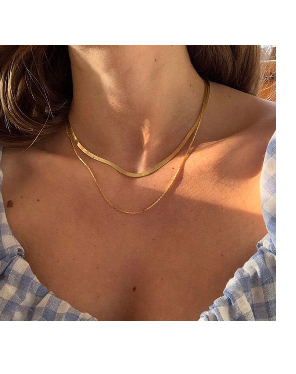 Dainty Snake Double layer Choker,Snake Chain Necklace,Herringbone Necklace,Gold Double Chain,Omega Chain Necklace,Thin Chain Necklace E020