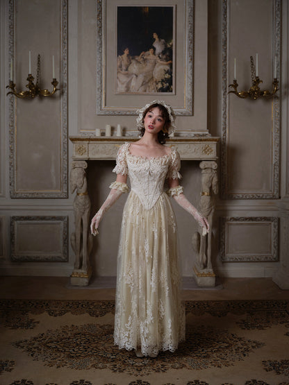 French retro palace heavy collection lace fishbone dress dress homecoming dress R5120