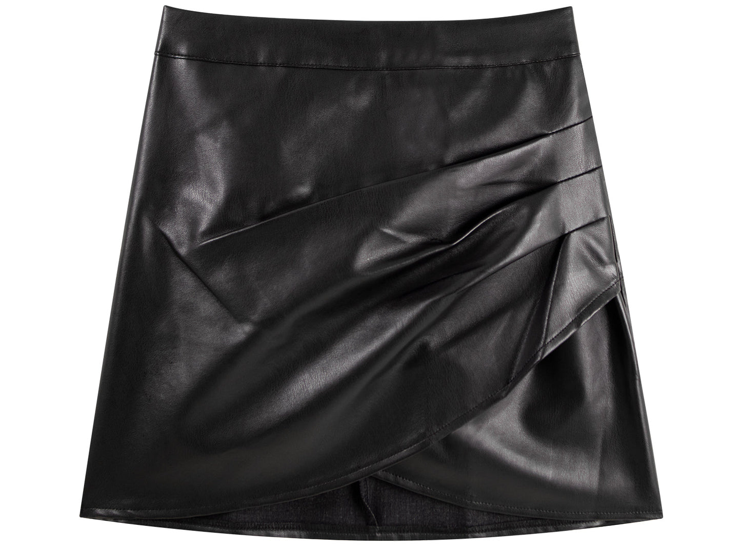 Black irregular skirt 2025 new hot girl style high waist slim a-line hip leather skirt short R0150