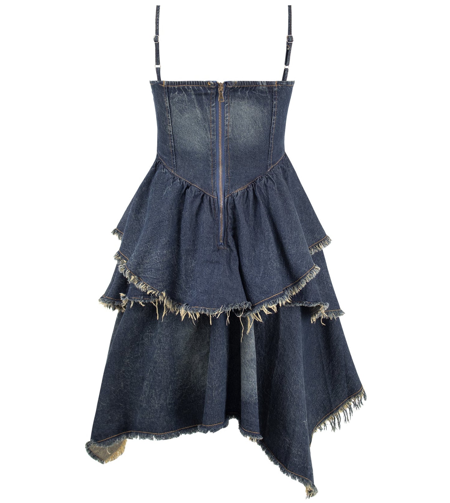 2025 new retro denim cake skirt hot girl French sexy tube top suspender dress female summer design R0063