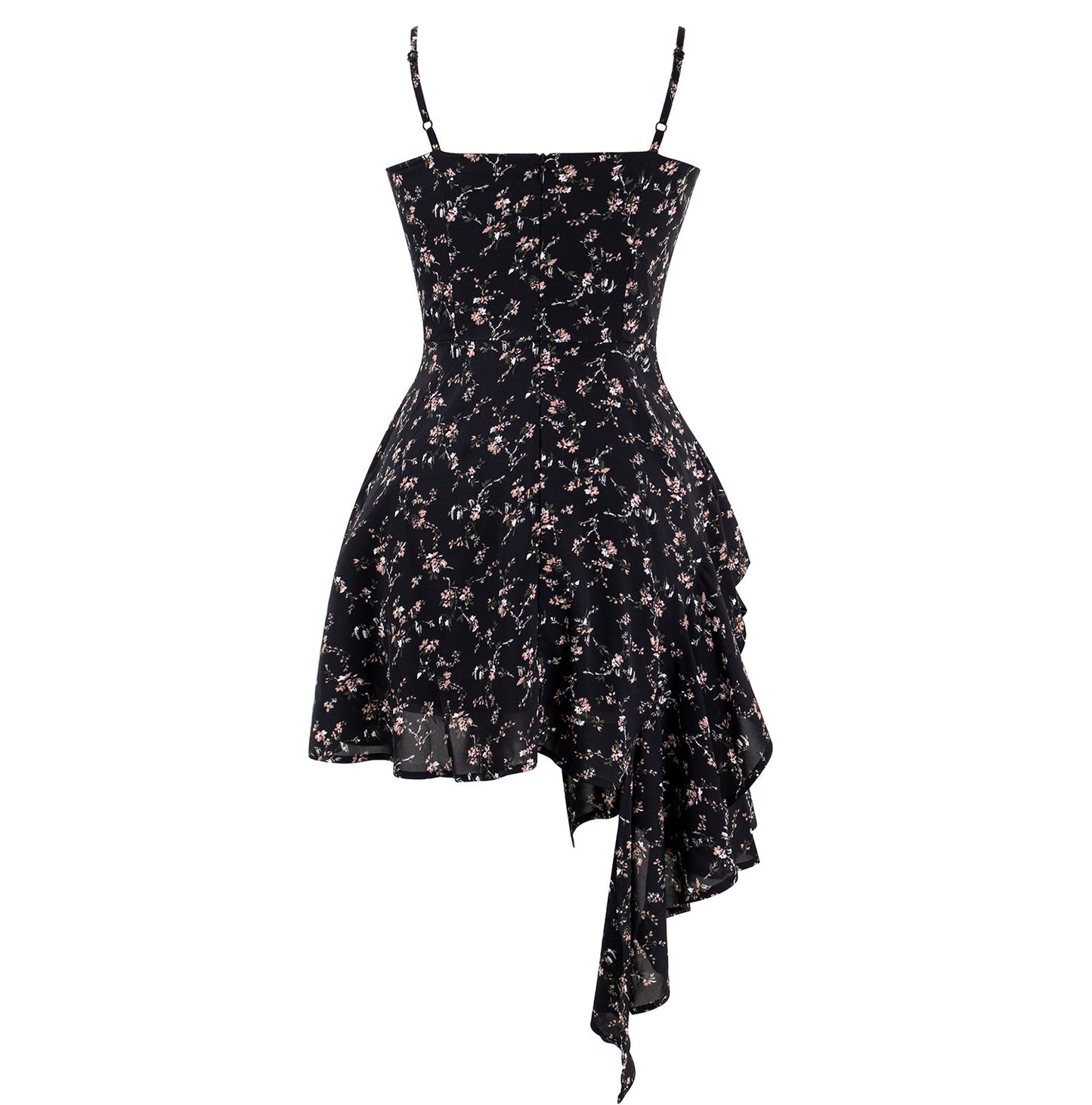 Dark pure desire niche irregular floral suspender hot girl dress R0020