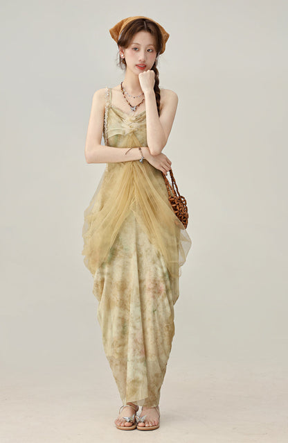 2025 new western resort style suspender dress design fishtail long skirt R1935