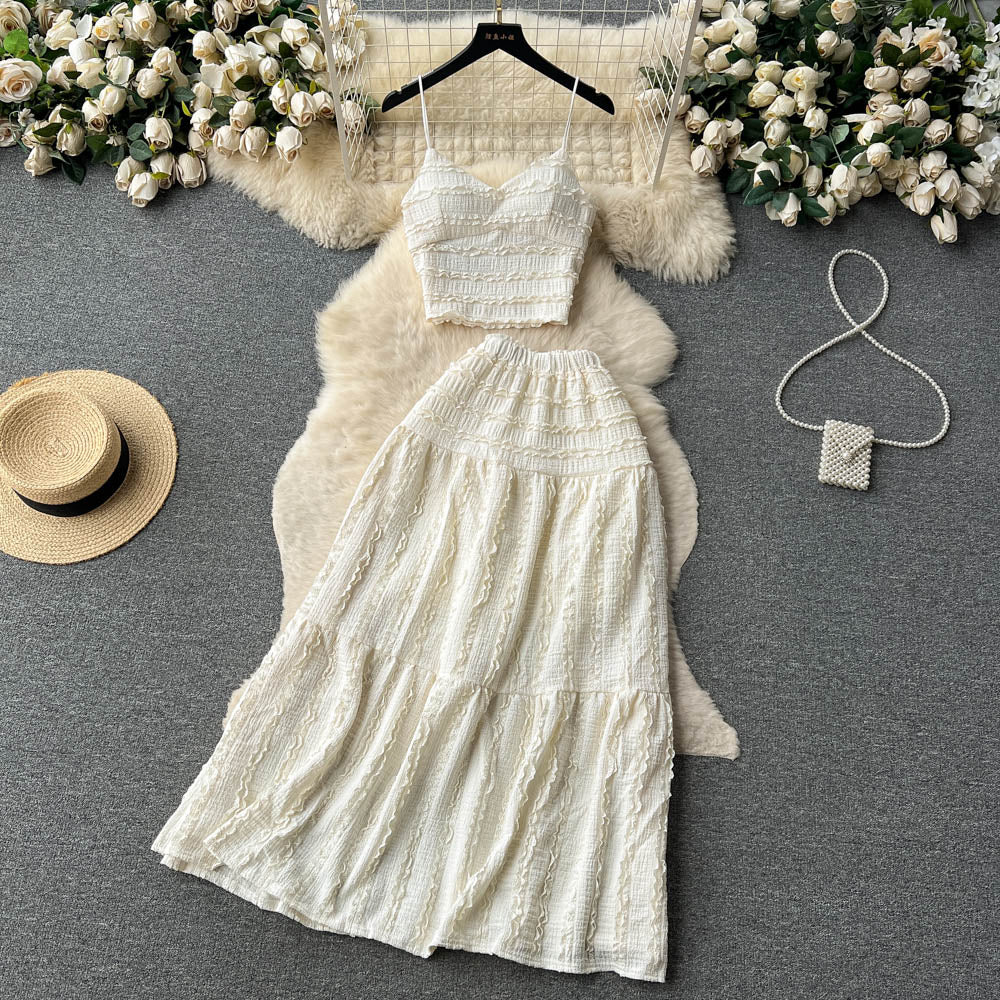 Age-reducing suit 2025 new suspender top short versatile swing skirt two-piece suit trendy R2131