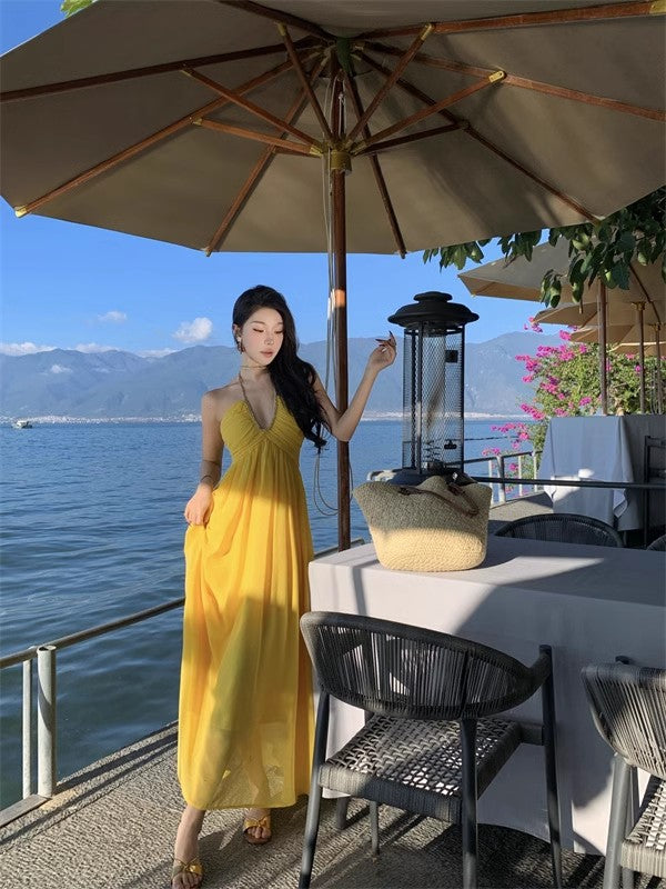 A Line Yellow Long Stunning Evening Gown Party Prom Dress       S7282
