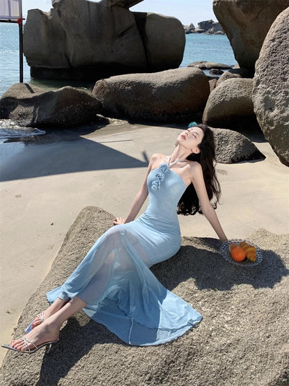 Fishtail Blue Long Stunning Evening Gown Party Prom Dress       S7266