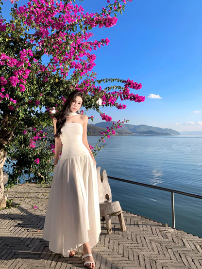 A Line White Long Stunning Evening Gown Party Prom Dress       S7275