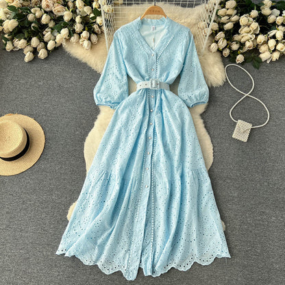 A line v neckline lace dress women's dress P093