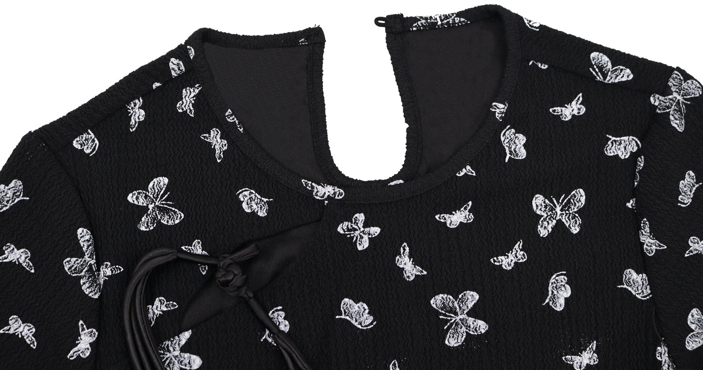 Black new Chinese dress 2025 new niche design long skirt high-end temperament cheongsam skirt R0112