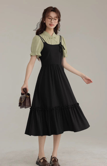 2025 new Chinese style improved cheongsam short-sleeved dress beautiful small skirt R1966