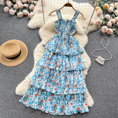 Cute Straps Summer Floral Dress Hot Women Dress P153