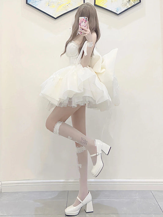 Super fairy tube top bow dress birthday dress JSK suspender skirt princess tutu skirt R1684