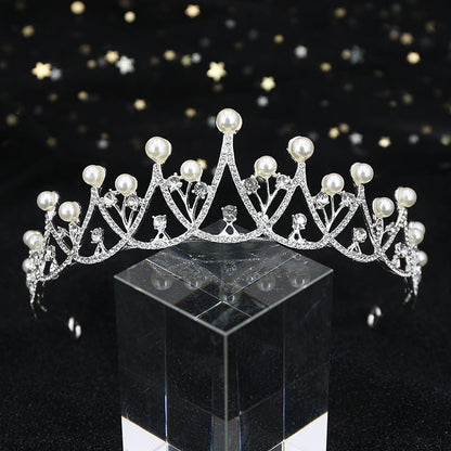 Girls Beaded Pearl Wedding Party Queen Crown