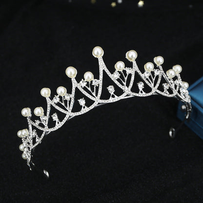 Girls Beaded Pearl Wedding Party Queen Crown