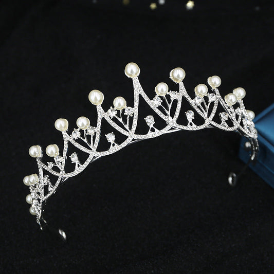 Girls Beaded Pearl Wedding Party Queen Crown