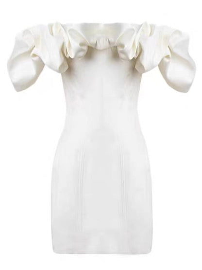 Birthday dress high-end party dress high-end niche one-shoulder tube top dress R1777
