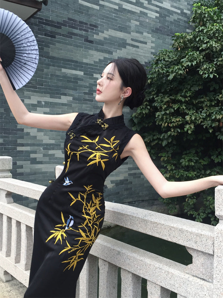 Beautiful young cheongsam 2025 new high-end new Chinese style sleeveless dress R1810